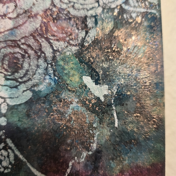 HANDCRAFTED Abstract Painting HANDPAINTED Artwork HANDMADE Wall Art Decor 8"x8" - Picture 9 of 13